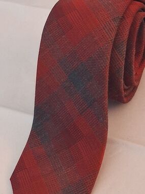 Alfani Men's Plaid Tie Red & Gray Like New